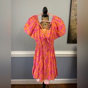 Elegant Pink and Orange High Low Dress